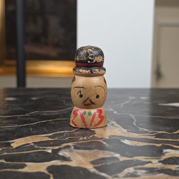 Vintage Other - Vintage Figural Wood Man Single Salt Shaker w/ Bowler Hat Hand Painted Japan